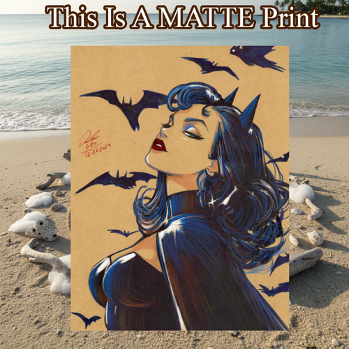 Catwoman Art Illustration Hard Signed 8.5x11in Fine Art PRINT