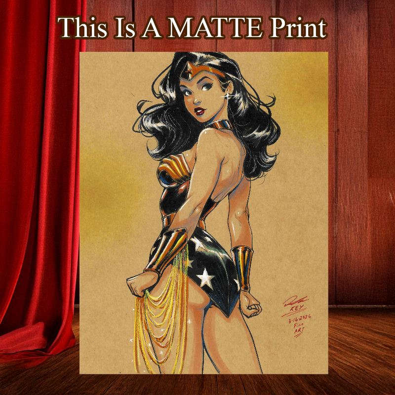 Wonder Woman Art Illustration Hard Signed 8.5x11in Fine Art PRINT