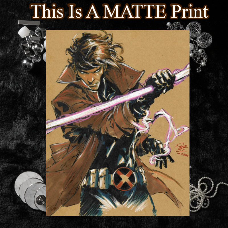 Gambit Art Illustration Hard Signed 8.5x11in Fine Art PRINT