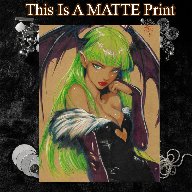 Morrigan Aensland Art Illustration Hard Signed 8.5x11in Fine Art PRINT