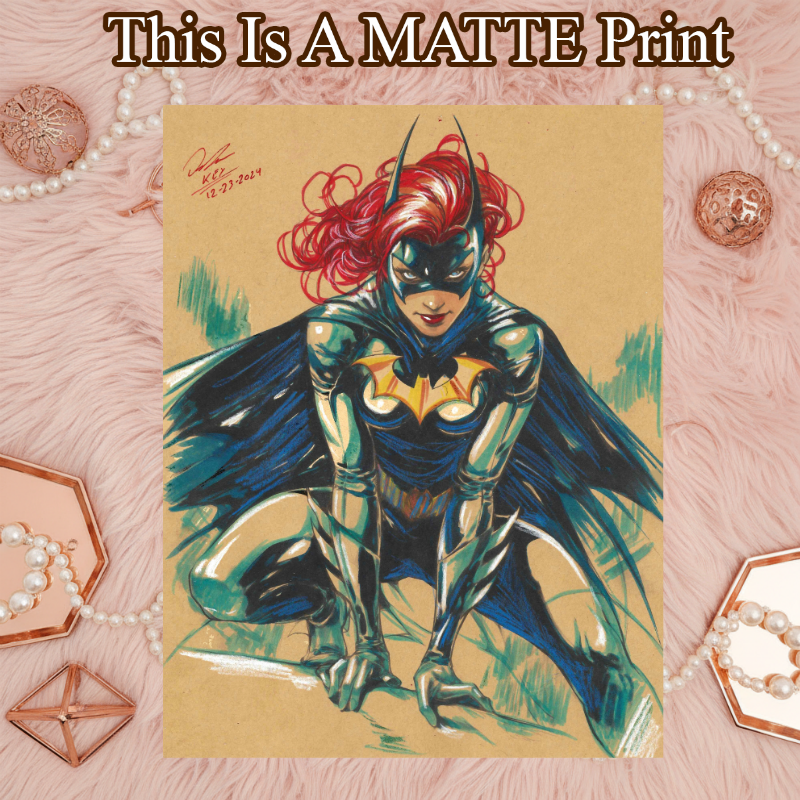 Batgirl Art Illustration Hard Signed 8.5x11in Fine Art PRINT