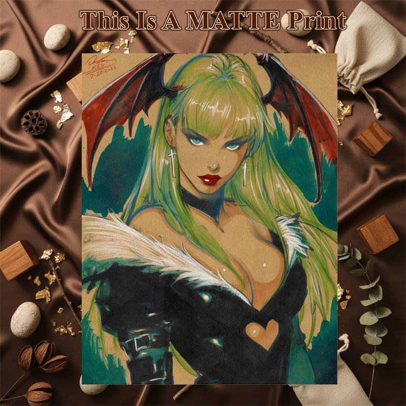 Morrigan Aensland Art Illustration Hard Signed 8.5x11in Fine Art PRINT