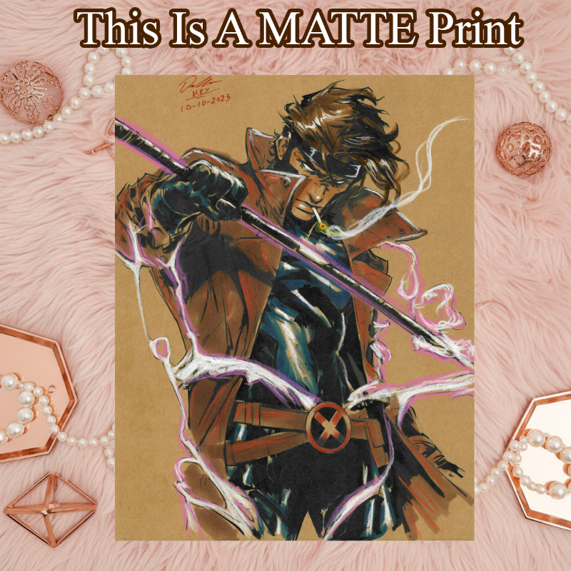 Gambit Art Illustration Hard Signed 8.5x11in Fine Art PRINT