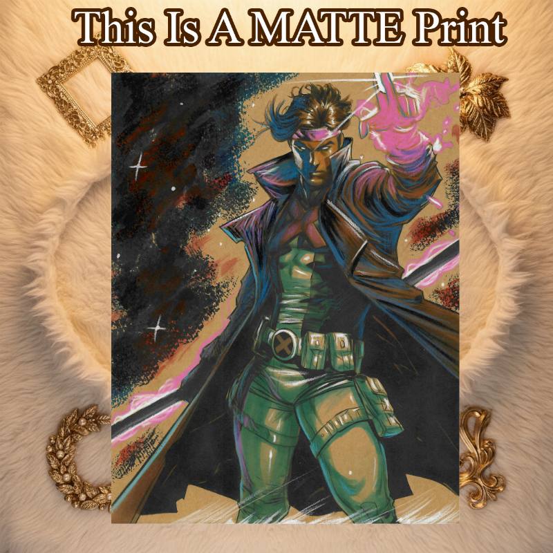 Gambit Art Illustration Hard Signed 8.5x11in Fine Art PRINT