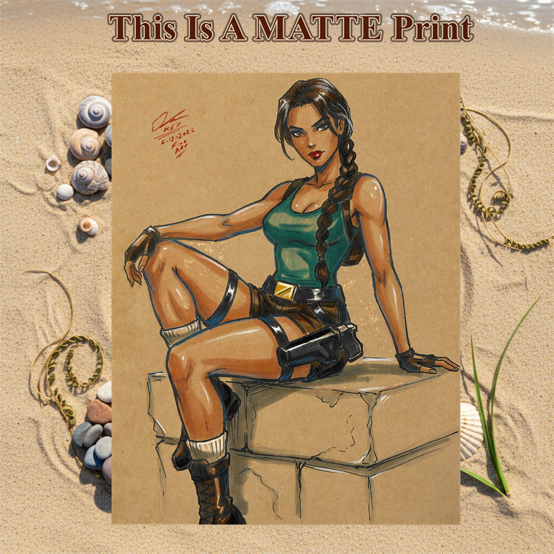 Lara Croft Art Illustration Hard Signed 8.5x11in Fine Art PRINT