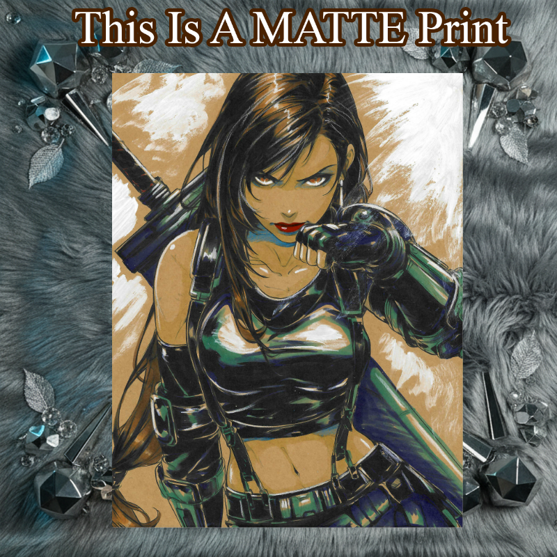 Tifa Lockhart Art Illustration Hard Signed 8.5x11in Fine Art PRINT