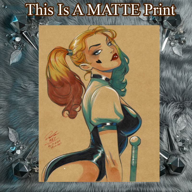 Harley Quinn Art Illustration Hard Signed 8.5x11in Fine Art PRINT