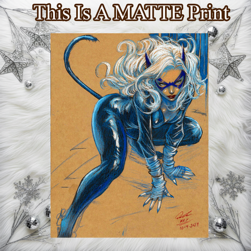 Black Cat Art Illustration Hard Signed 8.5x11in Fine Art PRINT