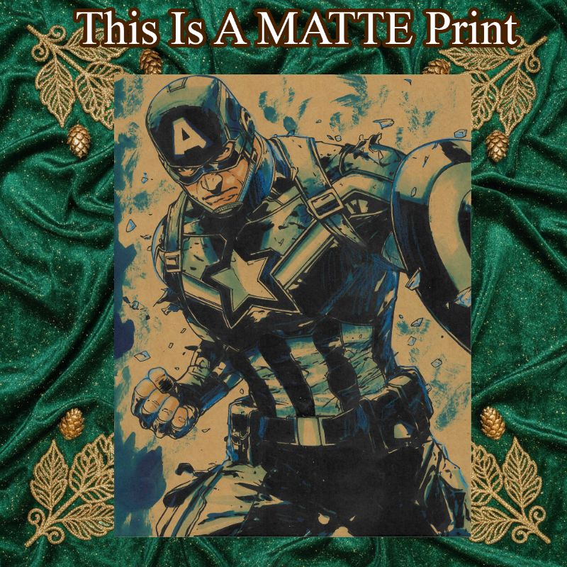 Captain America Art Illustration Hard Signed 8.5x11in Fine Art PRINT