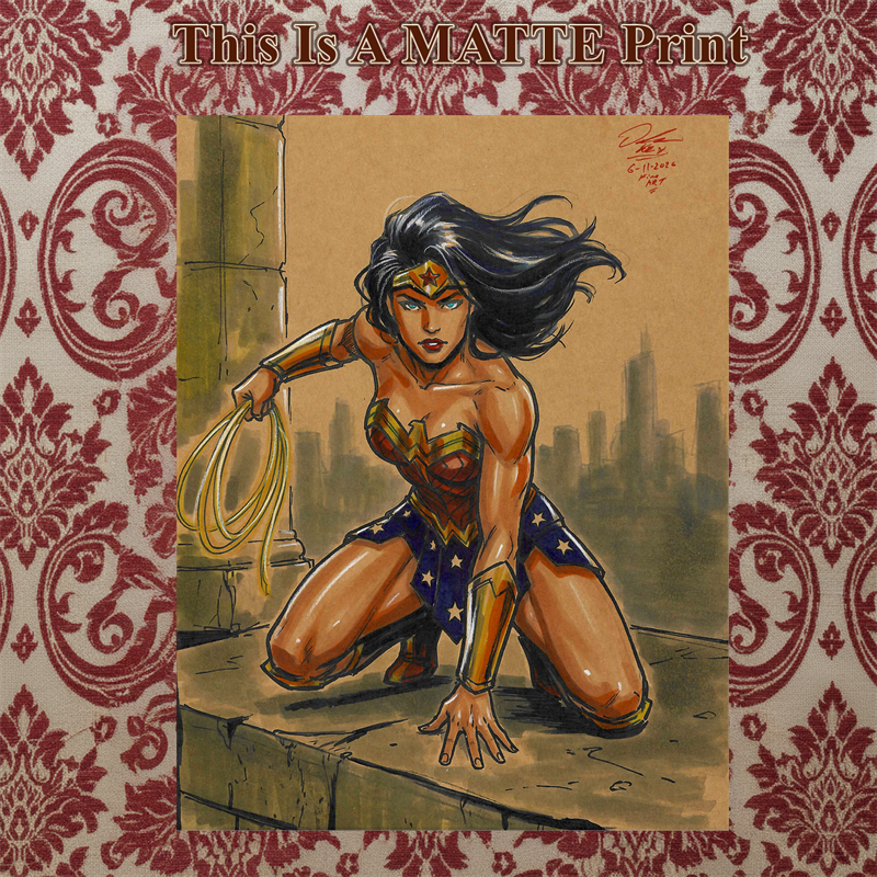 Wonder Woman Art Illustration Hard Signed 8.5x11in Fine Art PRINT