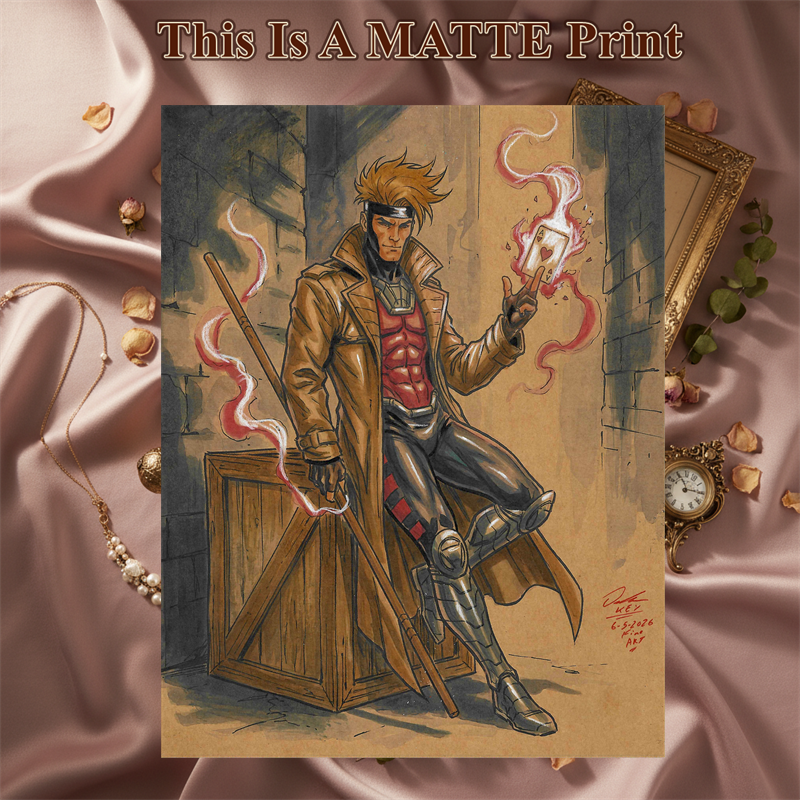Gambit Art Illustration Hard Signed 8.5x11in Fine Art PRINT