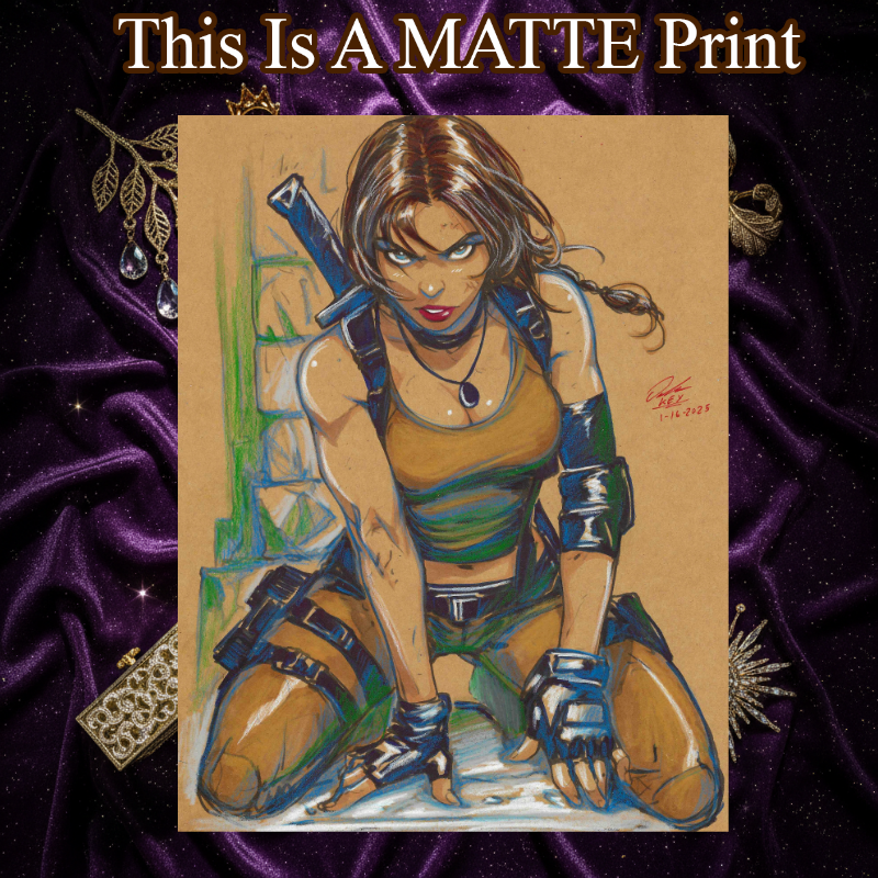 Lara Croft Art Illustration Hard Signed 8.5x11in Fine Art PRINT