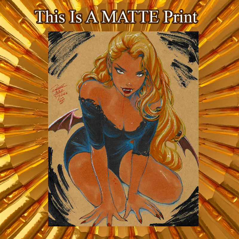 Vampire Art Illustration Hard Signed 8.5x11in Fine Art PRINT