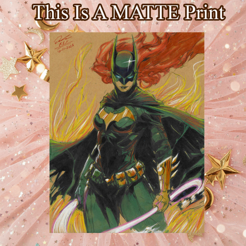 Batgirl Art Illustration Hard Signed 8.5x11in Fine Art PRINT