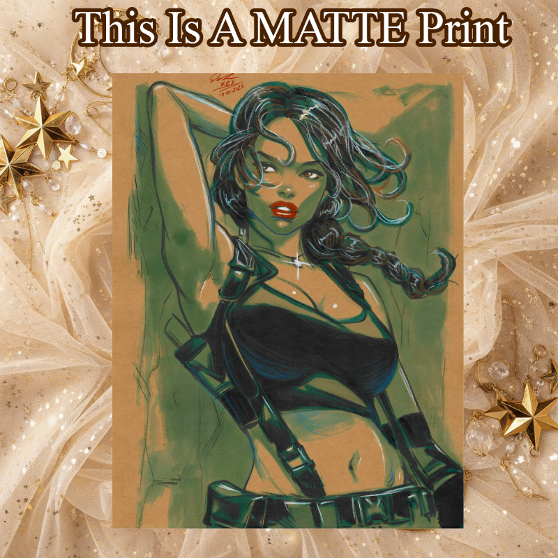Lara Croft Art Illustration Hard Signed 8.5x11in Fine Art PRINT