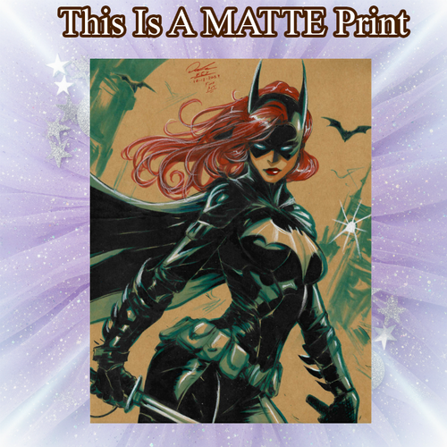 Batgirl Art Illustration Hard Signed 8.5x11in Fine Art PRINT