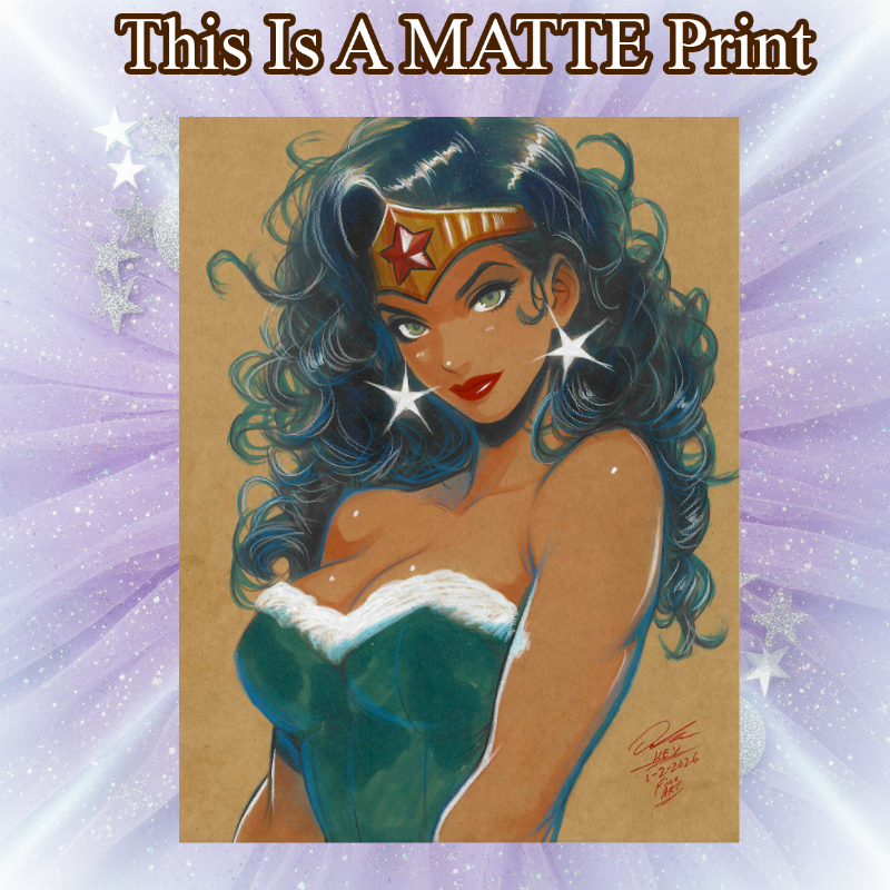 Wonder Woman Art Illustration Hard Signed 8.5x11in Fine Art PRINT