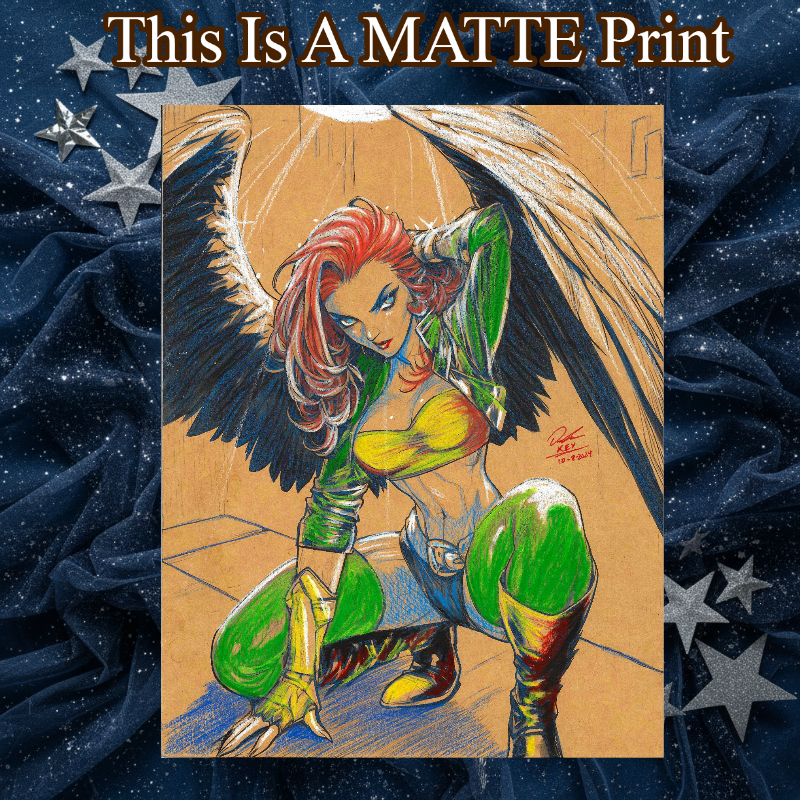 Hawkgirl Art Illustration Hard Signed 8.5x11in Fine Art PRINT