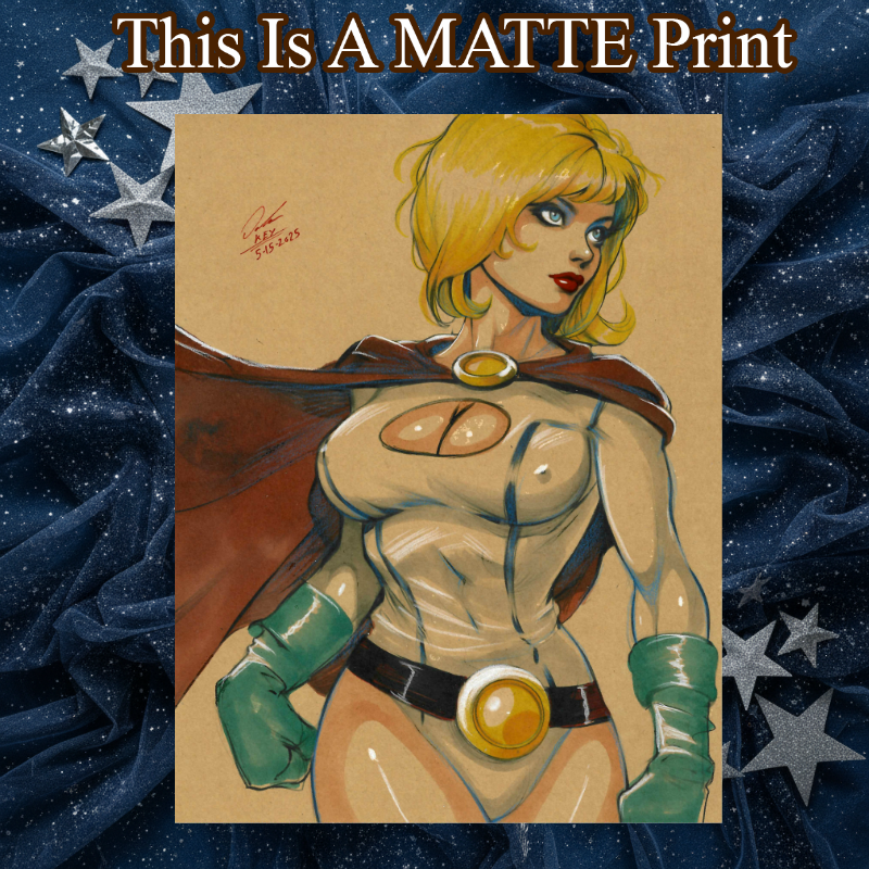 Power Girl Art Illustration Hard Signed 8.5x11in Fine Art PRINT