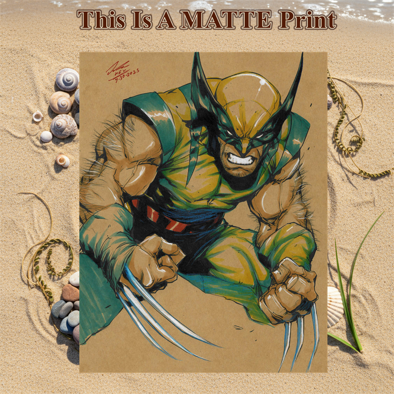 Wolverine Art Illustration Hard Signed 8.5x11in Fine Art PRINT
