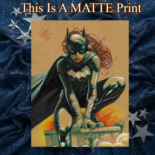 Batgirl Art Illustration Hard Signed 8.5x11in Fine Art PRINT