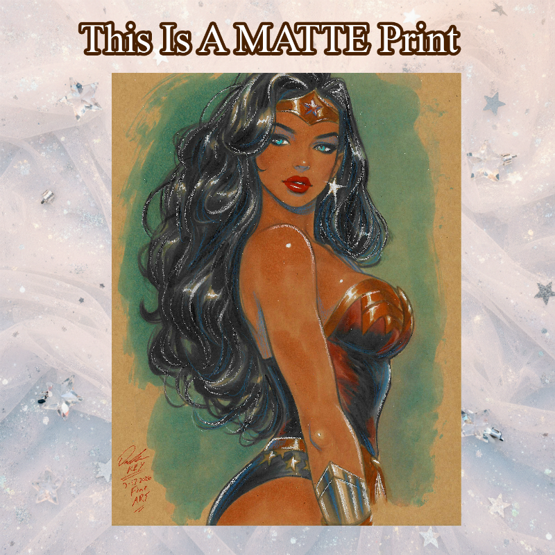 Wonder Woman Art Illustration Hard Signed 8.5x11in Fine Art PRINT