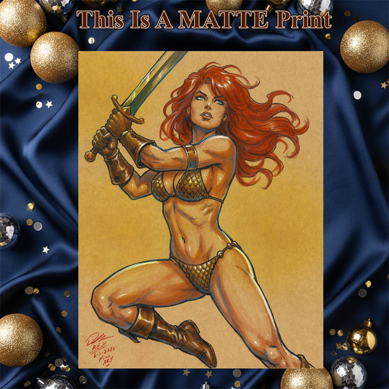 Red Sonja Art Illustration Hard Signed 8.5x11in Fine Art PRINT