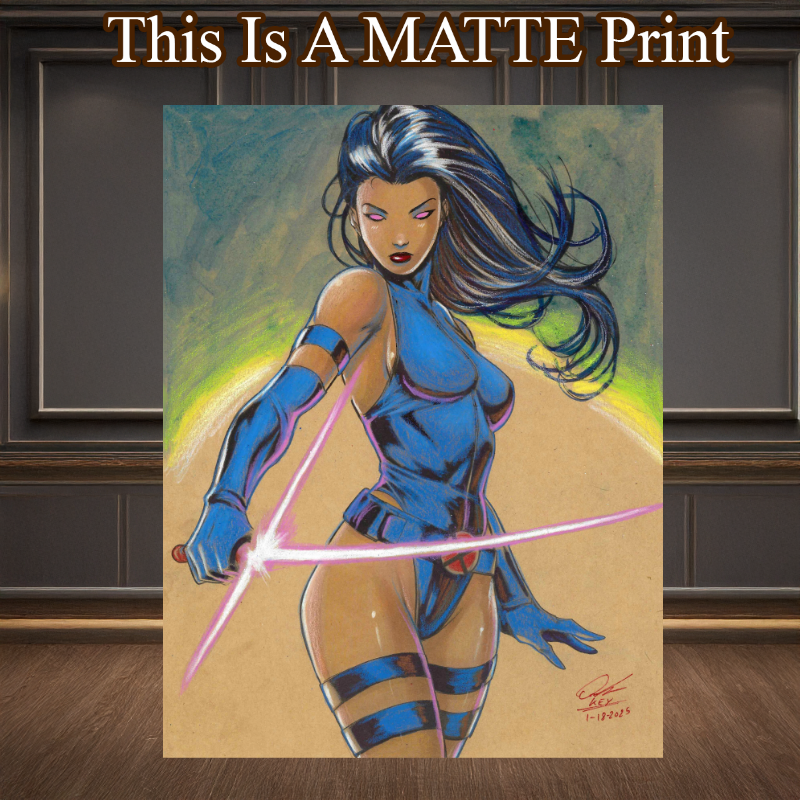 Psylocke Art Illustration Hard Signed 8.5x11in Fine Art PRINT