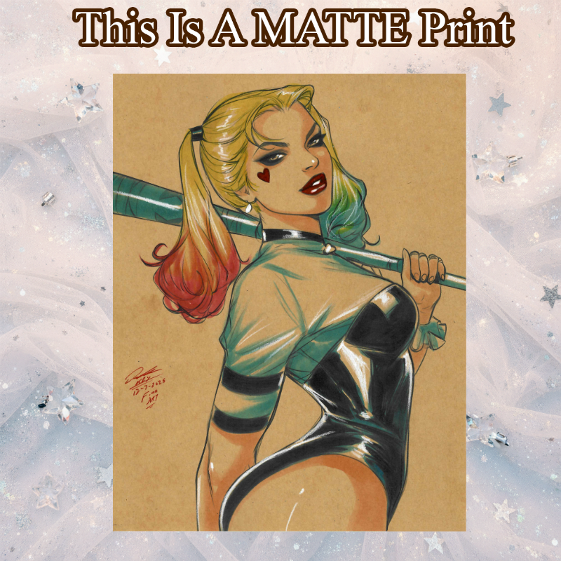 Harley Quinn Art Illustration Hard Signed 8.5x11in Fine Art PRINT