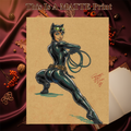 Catwoman Art Illustration Hard Signed 8.5x11in Fine Art PRINT
