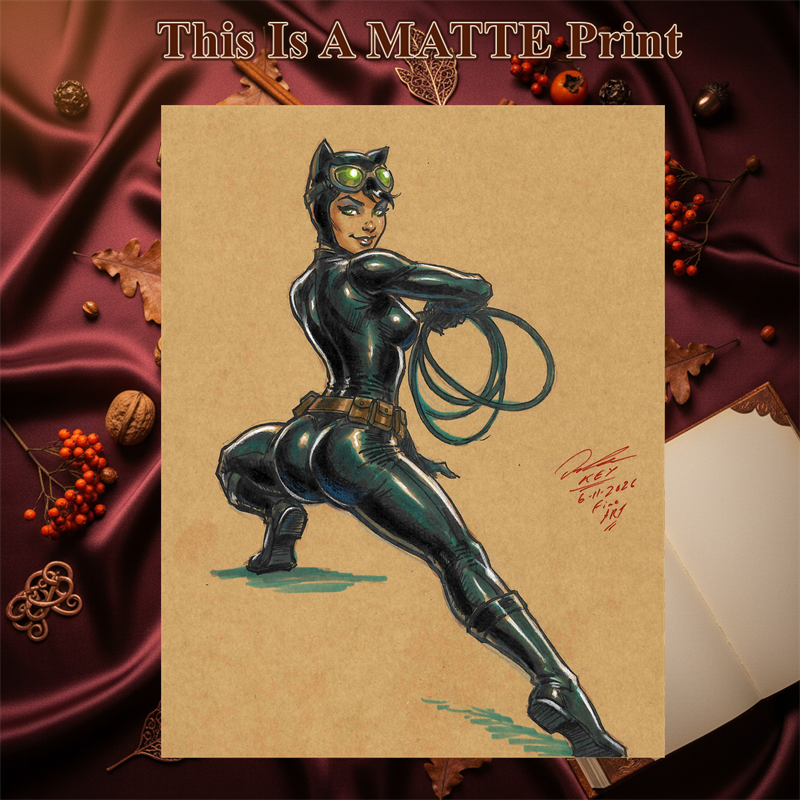 Catwoman Art Illustration Hard Signed 8.5x11in Fine Art PRINT