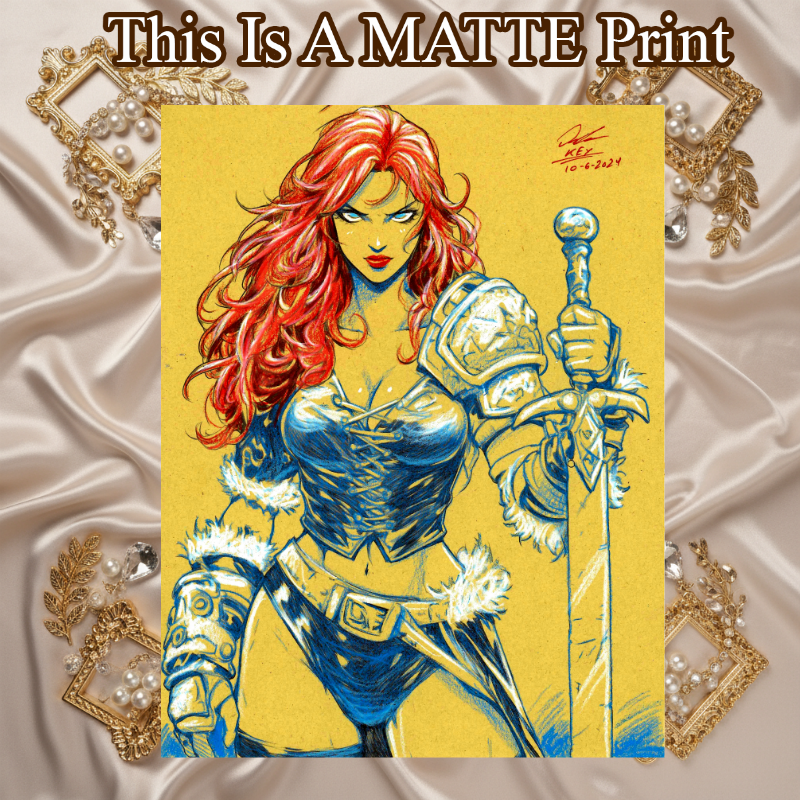 Red Sonja Art Illustration Hard Signed 8.5x11in Fine Art PRINT