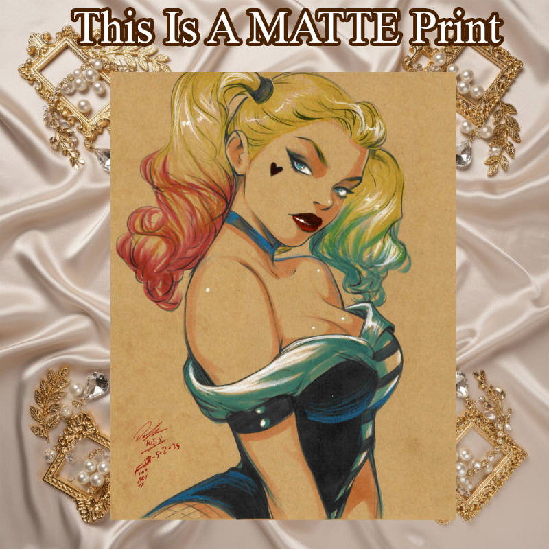 Harley Quinn Art Illustration Hard Signed 8.5x11in Fine Art PRINT