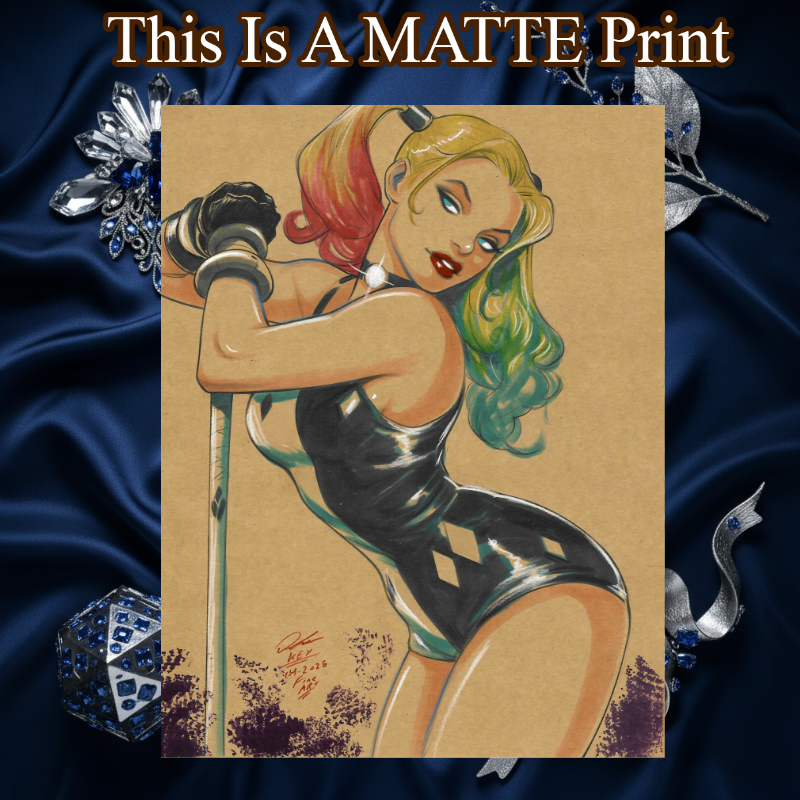Harley Quinn Art Illustration Hard Signed 8.5x11in Fine Art PRINT