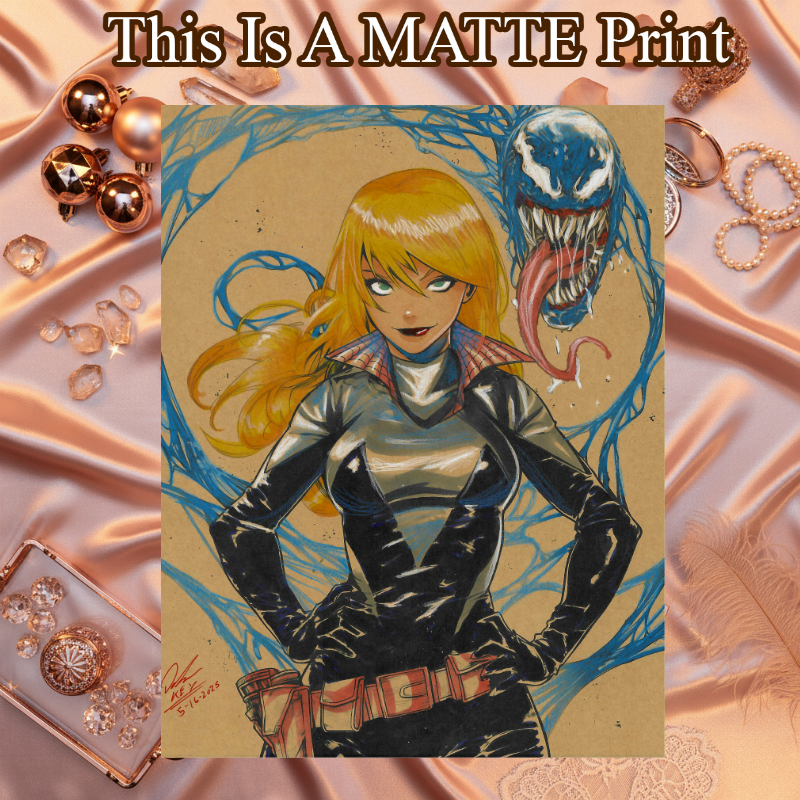 Gwen X Venom Art Illustration Hard Signed 8.5x11in Fine Art PRINT