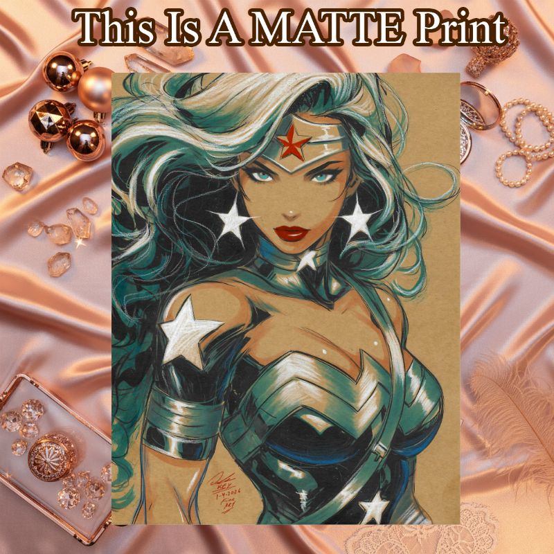 Wonder Woman Art Illustration Hard Signed 8.5x11in Fine Art PRINT