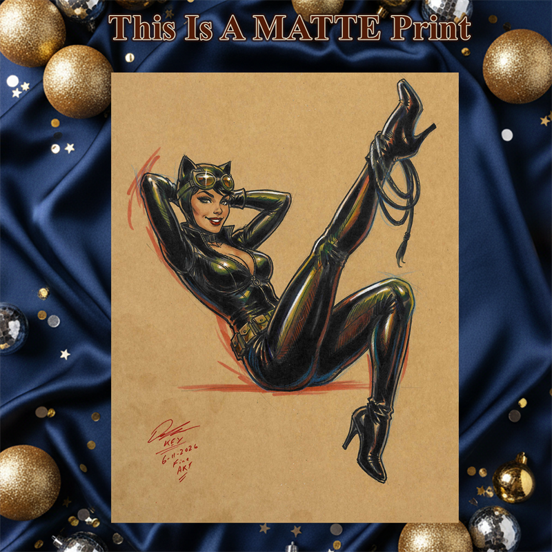 Catwoman Art Illustration Hard Signed 8.5x11in Fine Art PRINT