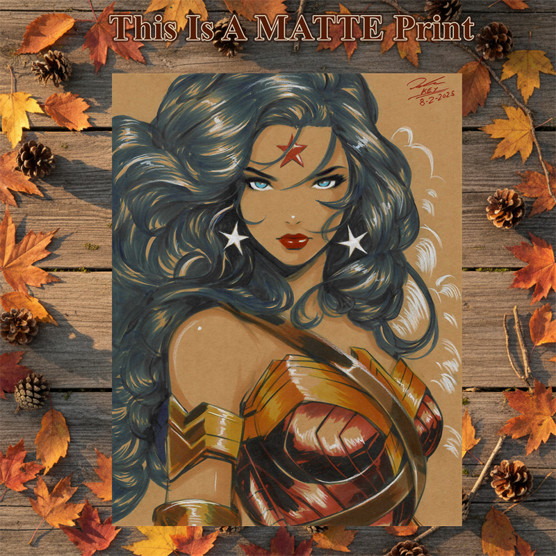 Wonder Woman Art Illustration Hard Signed 8.5x11in Fine Art PRINT