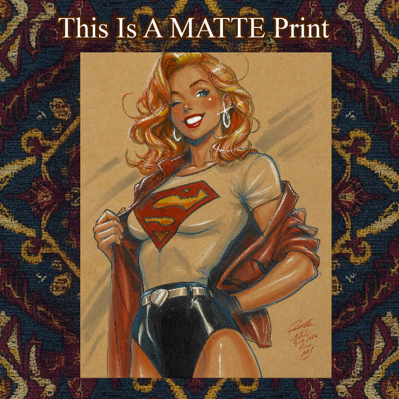 Supergirl Art Illustration Hard Signed 8.5x11in Fine Art PRINT