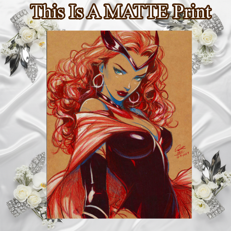 Scarlet Witch Art Illustration Hard Signed 8.5x11in Fine Art PRINT