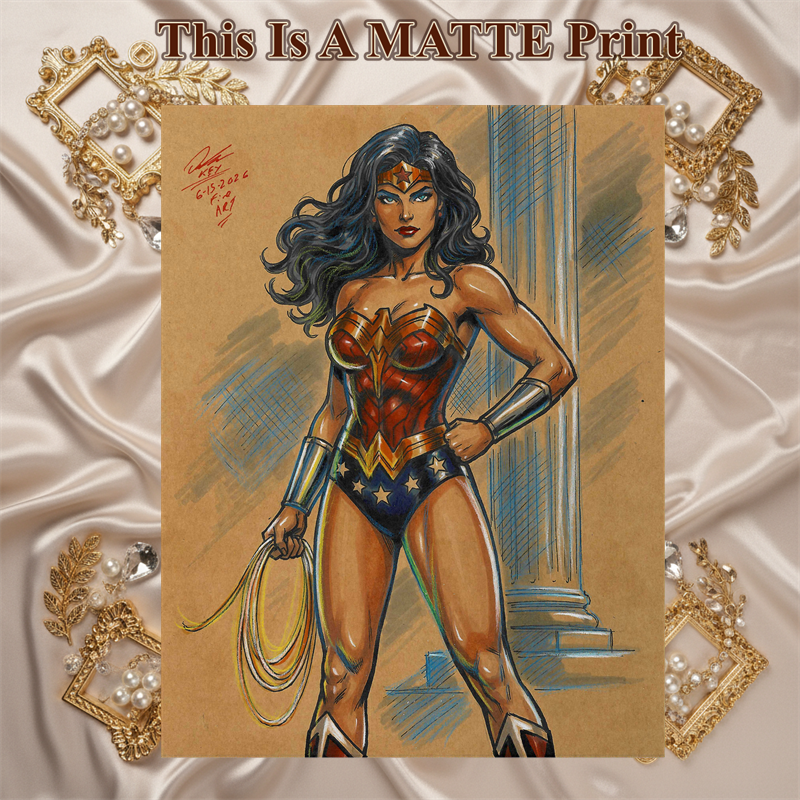 Wonder Woman Art Illustration Hard Signed 8.5x11in Fine Art PRINT