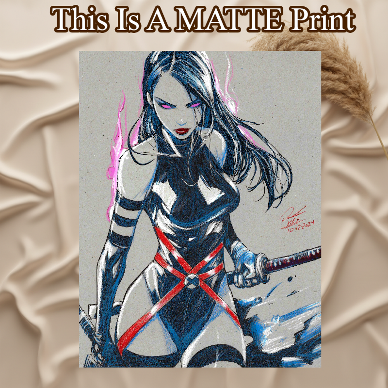 Psylocke Art Illustration Hard Signed 8.5x11in Fine Art PRINT