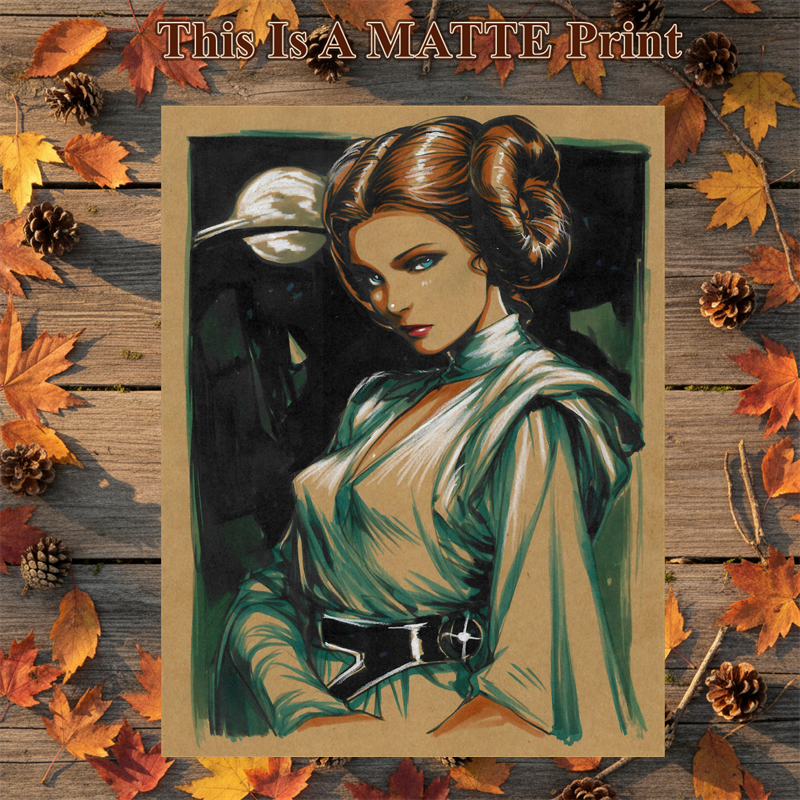 Princess Leia Art Illustration Hard Signed 8.5x11in Fine Art PRINT