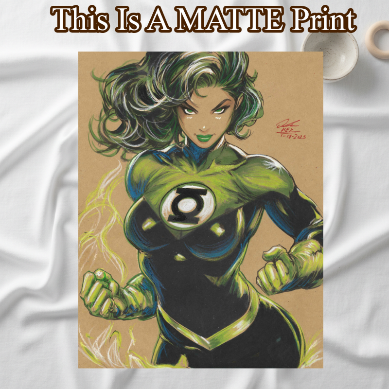Jade Green Lantern Art Illustration Hard Signed 8.5x11in Fine Art PRINT