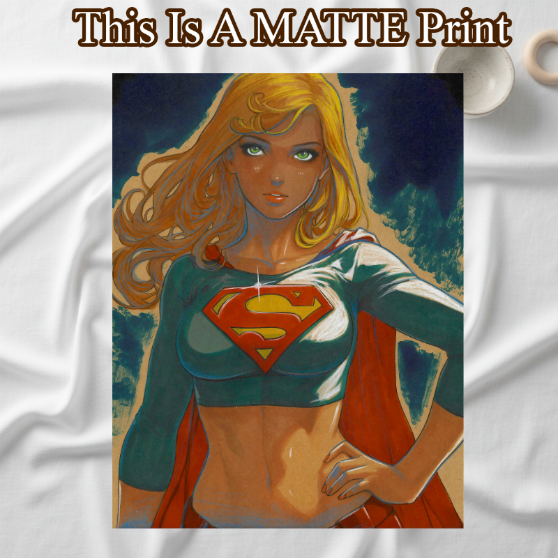 Supergirl Art Illustration Hard Signed 8.5x11in Fine Art PRINT