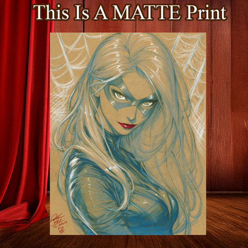 Black Cat Art Illustration Hard Signed 8.5x11in Fine Art PRINT