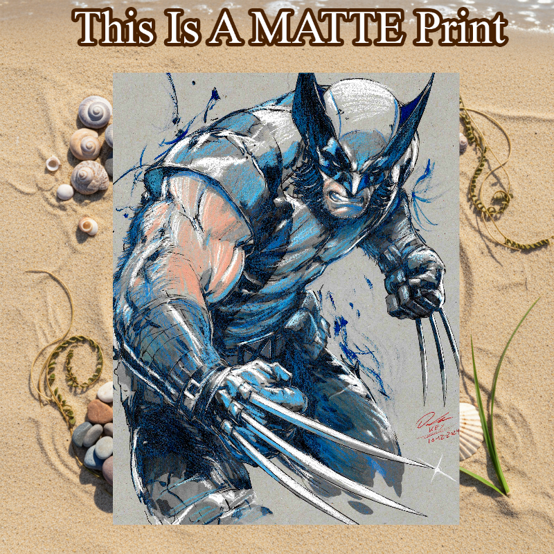 Wolverine Art Illustration Hard Signed 8.5x11in Fine Art PRINT