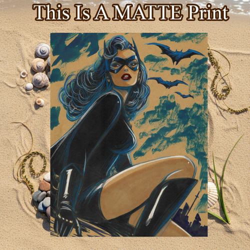 Batgirl Art Illustration Hard Signed 8.5x11in Fine Art PRINT