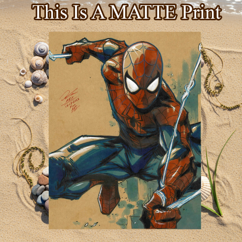 Spider-Man Art Illustration Hard Signed 8.5x11in Fine Art PRINT