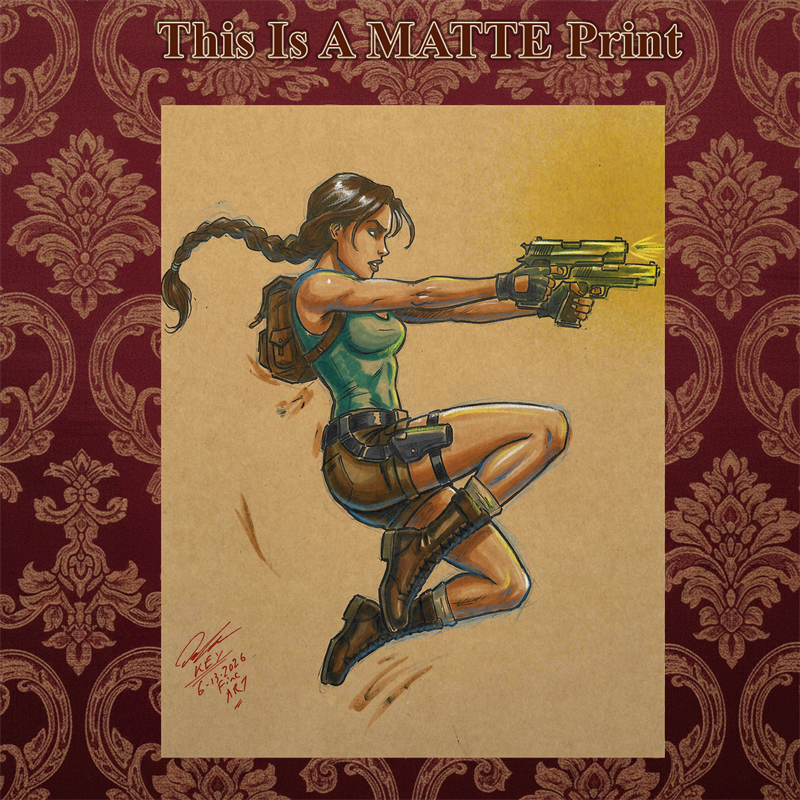 Lara Croft Art Illustration Hard Signed 8.5x11in Fine Art PRINT